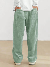Cadet Blue Korean Casual Regular Fit Corduroy Trouser